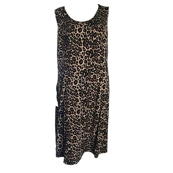 ELLOS Brown Tan Animal Print Sleeveless Pullover Dress Womens Plus Size 18/20 - Picture 1 of 7